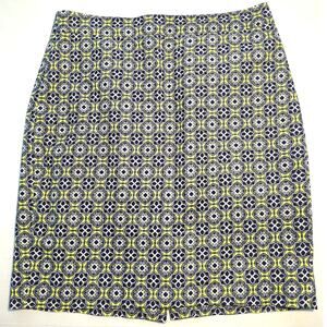 J.Crew Pencil Skirt Black Yellow White Geometric Print Lined Juniors Size 00